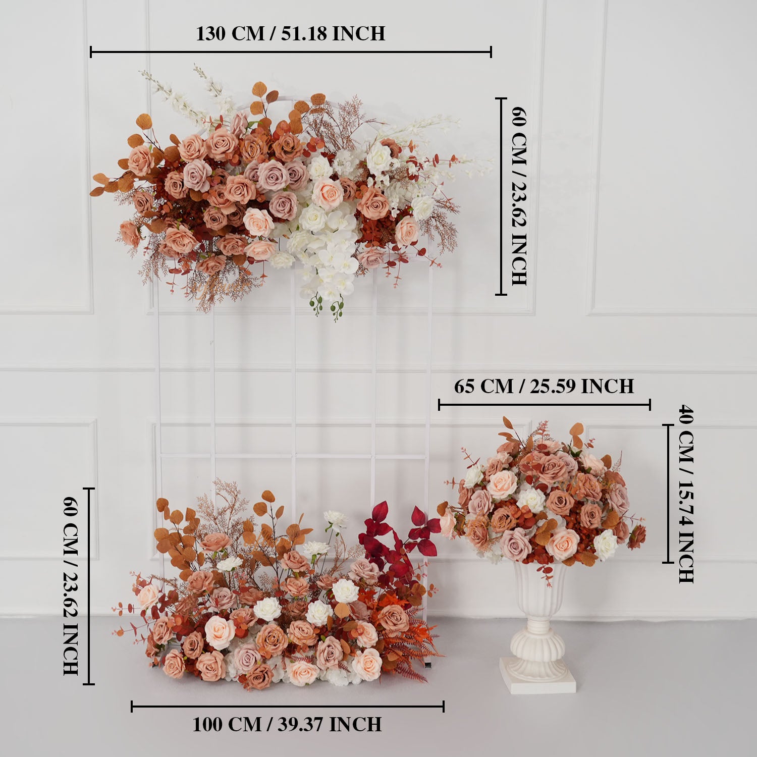 Uflower Coffee Fall Rose Hang Flower Floor Floral Wedding Party Event Props